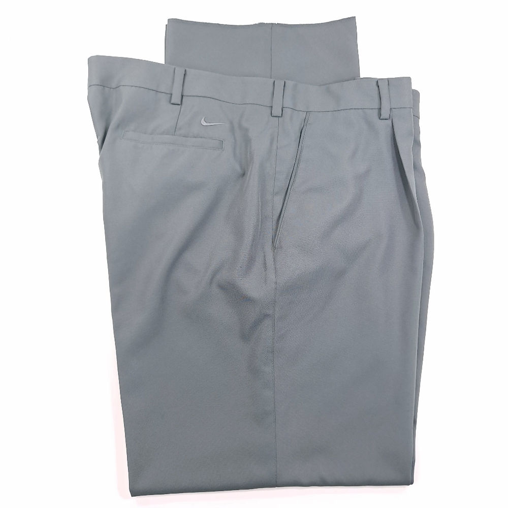 NIKE Men's Big & Tall Dri-FIT Pants Gray Pleated Rubber Grip - Size 44 Unhemmed - Picture 9 of 9